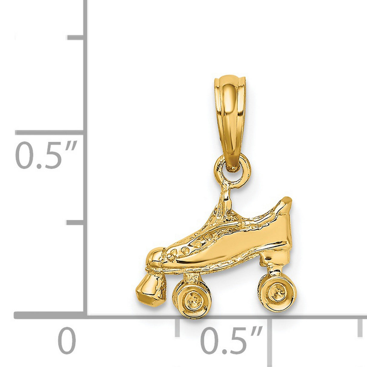 14k Yellow Gold Roller Skate Pendant with Vintage Quad Boot Design, Retro Skating Charm