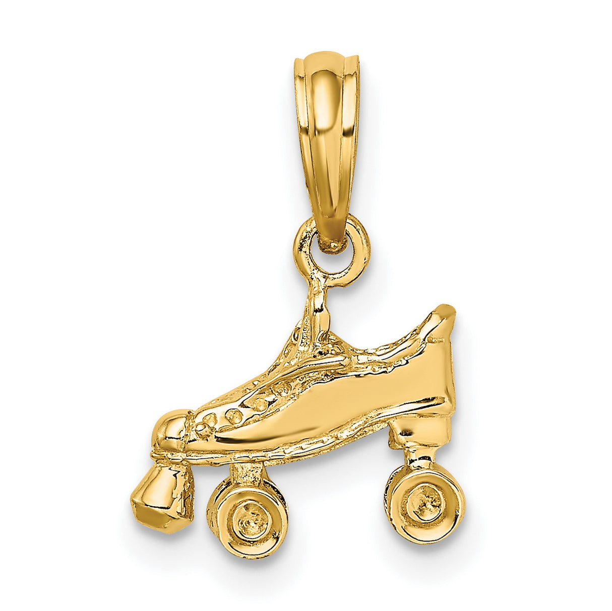 14k Yellow Gold Roller Skate Pendant with Vintage Quad Boot Design, Retro Skating Charm