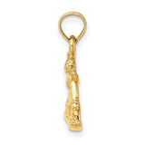 14k Yellow Gold Snowboarder Pendant, Solid Gold Action Sports Charm for Men and Women