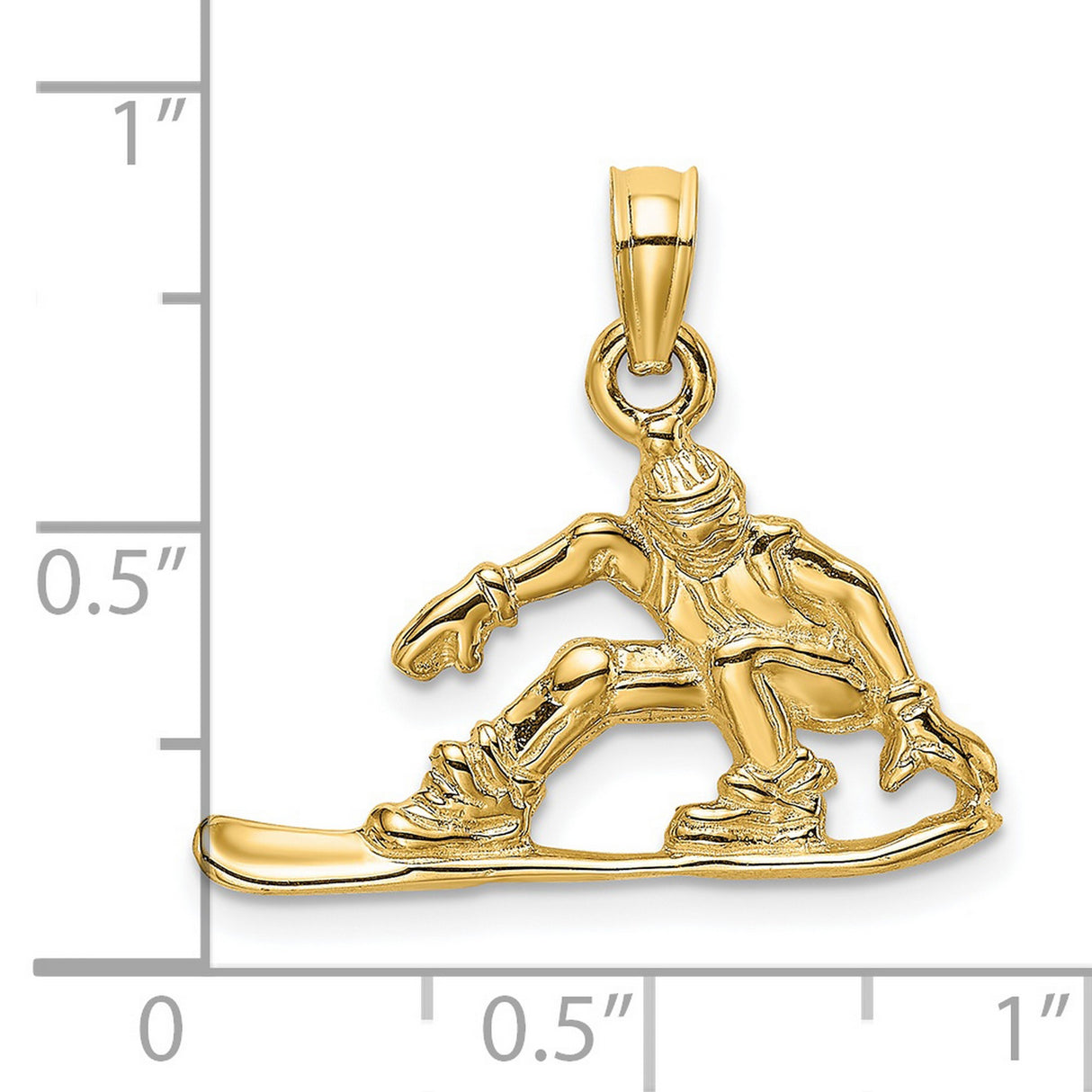 14k Yellow Gold Snowboarder Pendant, Solid Gold Action Sports Charm for Men and Women