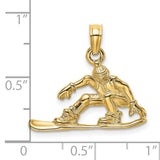 14k Yellow Gold Snowboarder Pendant, Solid Gold Action Sports Charm for Men and Women