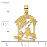 14k Yellow Gold Hockey Pendant with Stick, Puck, Helmet and Skates Cutouts, Sports Charm