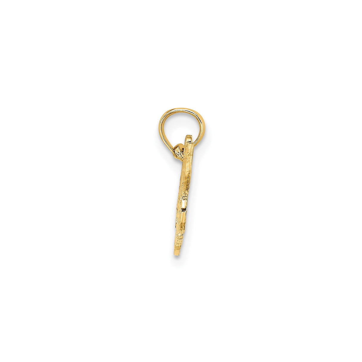 14k Yellow Gold Hockey Mom Pendant, Polished Script Sports Charm for Women