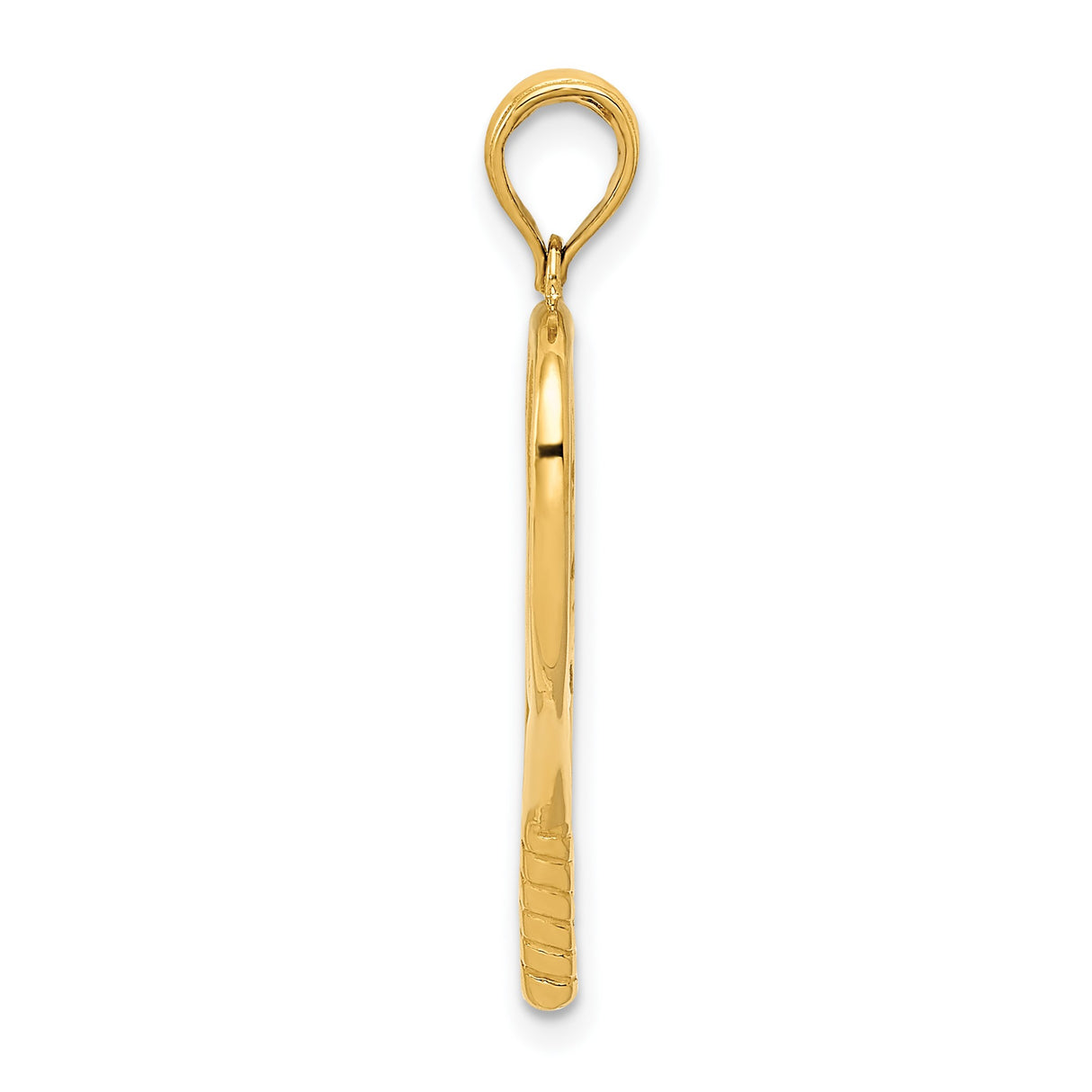 14k Yellow Gold Tennis Racket Pendant with Detailed Strings and Handle, Sports Charm for Women or Unisex