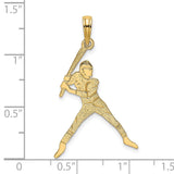 14k Yellow Gold Baseball Player Pendant with Swinging Bat Pose, Unisex Sports Charm