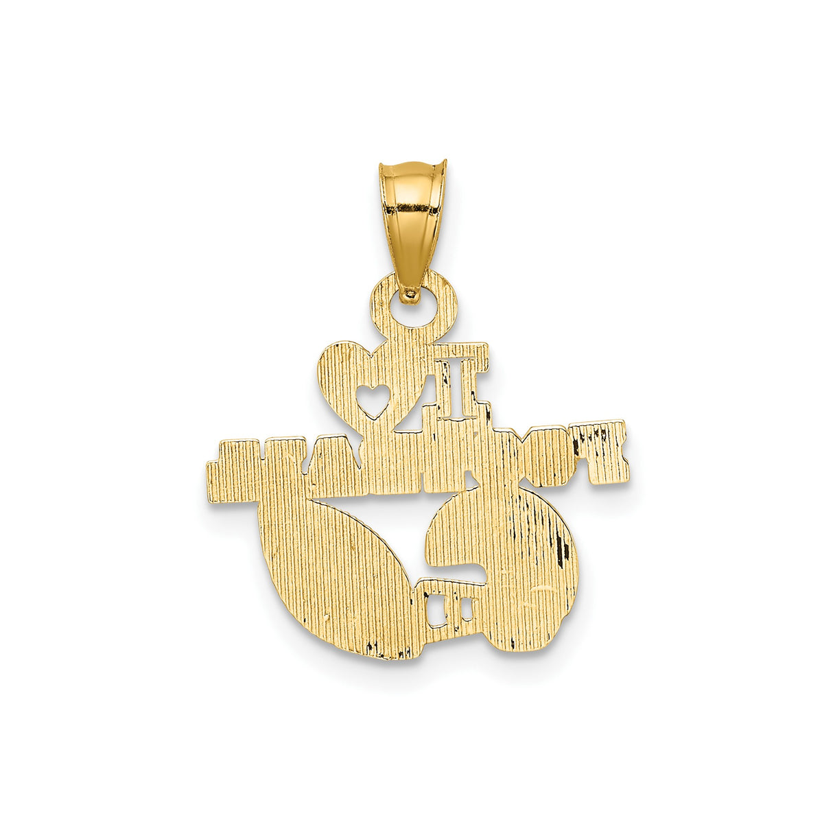 14k Yellow Gold Football Heart Pendant with Helmet and Ball, Unisex Sports Charm