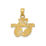 14k Yellow Gold Football Pendant with Helmet and Ball Design Sports Charm