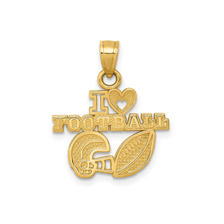 14k Yellow Gold Football Pendant with Helmet and Ball Design Sports Charm