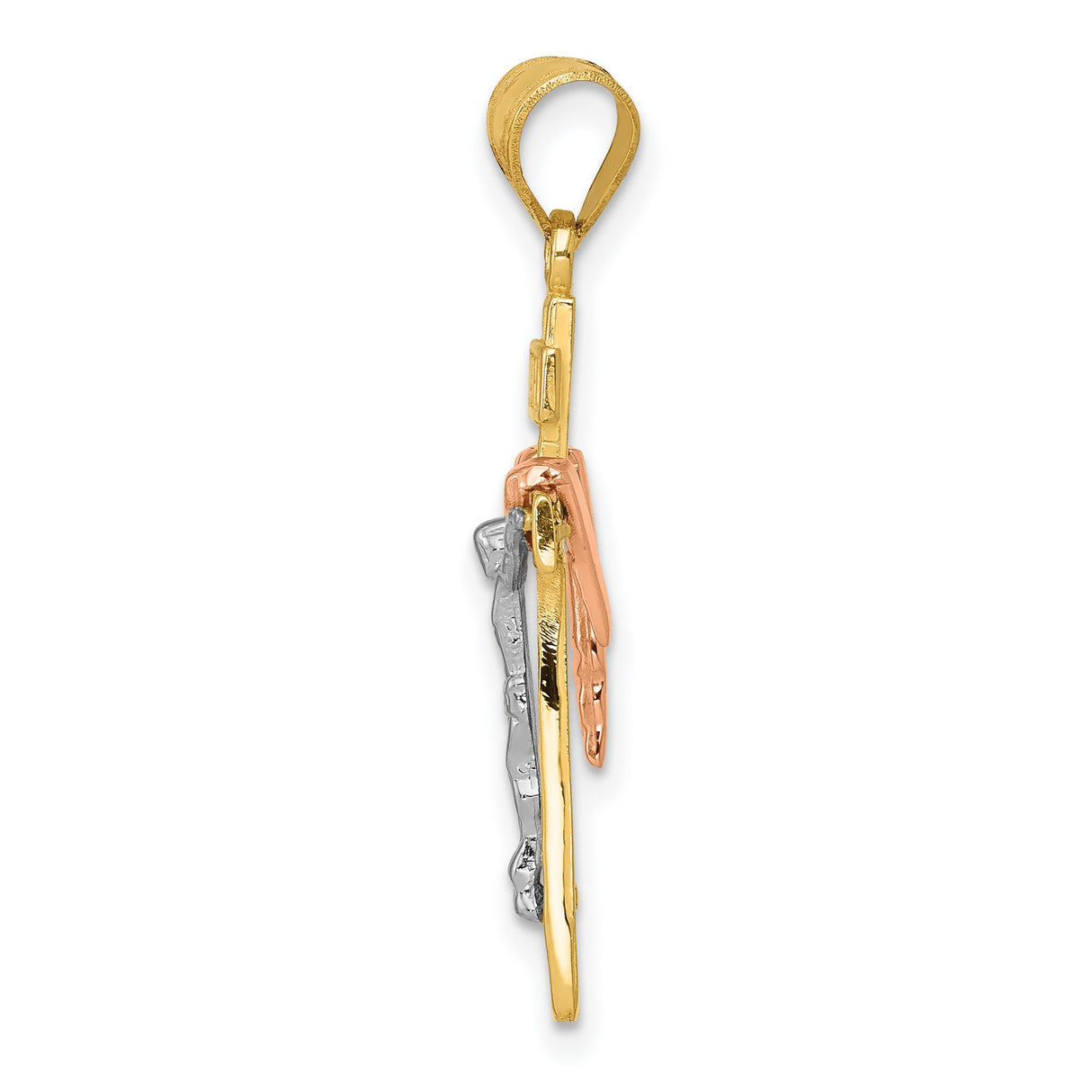 Draped INRI Latin Crucifix Charm Pendant in Real 14k Multi-Tone Gold