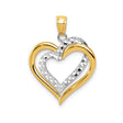 14k Two-Tone Gold Interlocking Open Heart Pendant with Diamond Cut Detailing