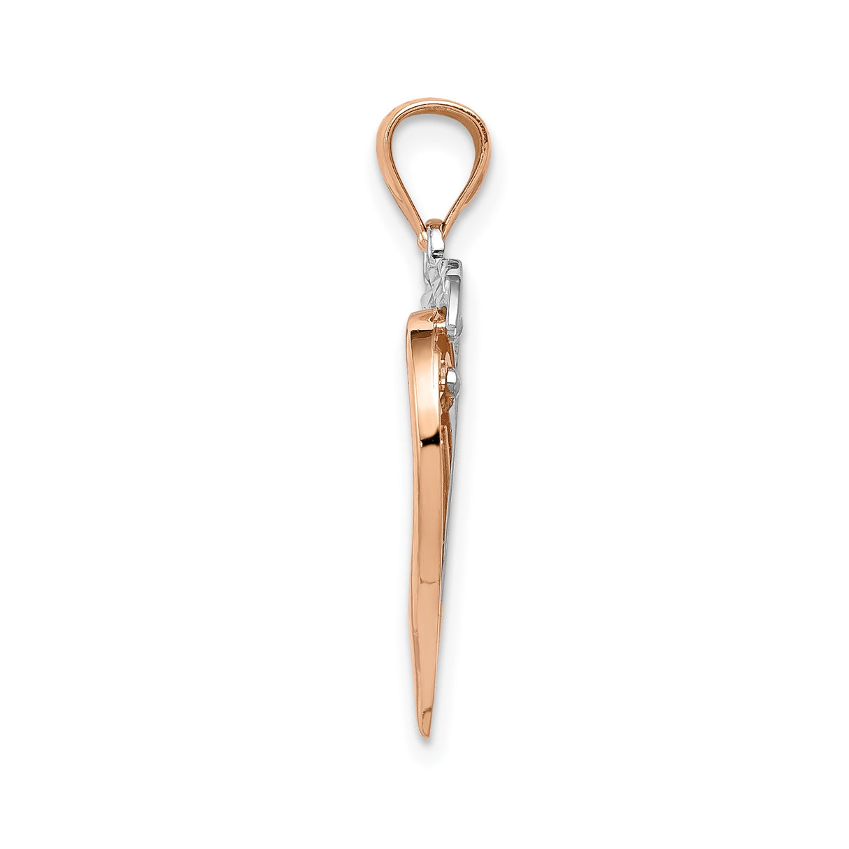 14k Two-Tone Gold Heart Pendant with Open Layered Design and Diamond Cut Finish