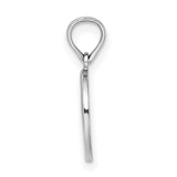 14k White Gold Pendant with Raised Fleur de Lis on Textured Oval Background