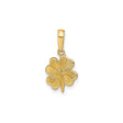 14k Yellow Gold Four-Leaf Clover Pendant, Celtic Good Luck Charm for Women