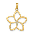 14k Yellow Gold Open Petal Flower Pendant, Cut-Out Floral Charm for Women