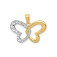 14k Two-Tone Gold Butterfly Pendant with Open Heart Wings and Diamond-Cut Texture