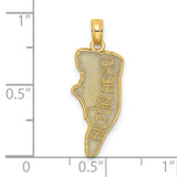 14k Yellow Gold Hilton Head Island Map Pendant, South Carolina Coastal Charm