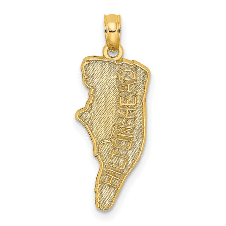 14k Yellow Gold Hilton Head Island Map Pendant, South Carolina Coastal Charm