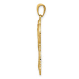 14k Yellow Gold Palm Tree Pendant with Textured Detail, Tropical Beach Charm