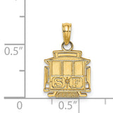 14k Yellow Gold San Francisco Cable Car Pendant with SF Engraving, Unisex City Travel Charm