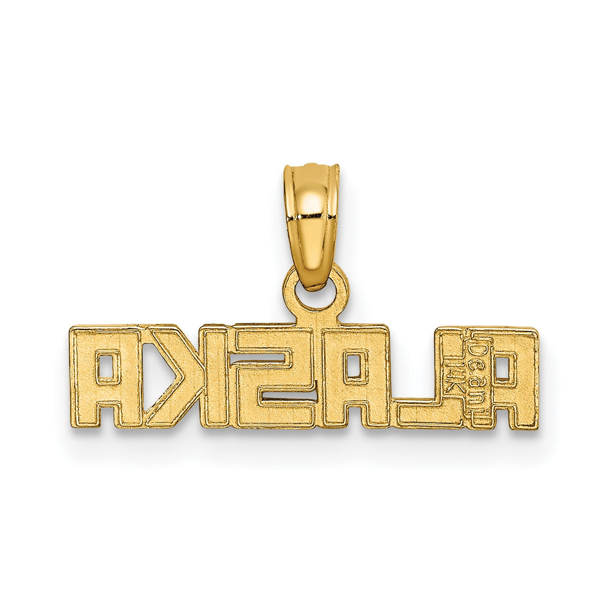 14k Yellow Gold Alaska Pendant with Block Lettering, Travel-Inspired State Charm