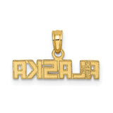 14k Yellow Gold Alaska Pendant with Block Lettering, Travel-Inspired State Charm