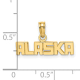 14k Yellow Gold Alaska Pendant with Block Lettering, Travel-Inspired State Charm