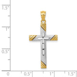 Latin Cross Charm Pendant in Real 14k Multi-Tone Gold