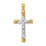 Latin Cross Charm Pendant in Real 14k Multi-Tone Gold