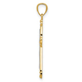 Fleur De Lis Cross With Inset Latin Cross Charm Pendant in Real 14k Multi-Tone Gold