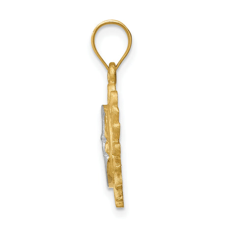 14k Two-Tone Gold Sun and Moon Pendant with Dual Facial Profiles, Celestial Talisman Charm