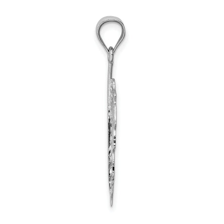 14k White Gold Leaf Pendant, Openwork Botanical Design, Minimalist Organic Style for Women