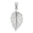 14k White Gold Leaf Pendant, Openwork Botanical Design, Minimalist Organic Style for Women