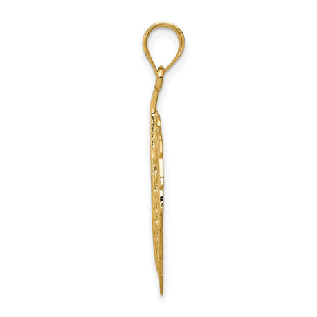 14k Yellow Gold Leaf Pendant, Openwork Botanical Design, Nature Inspired Charm for Women