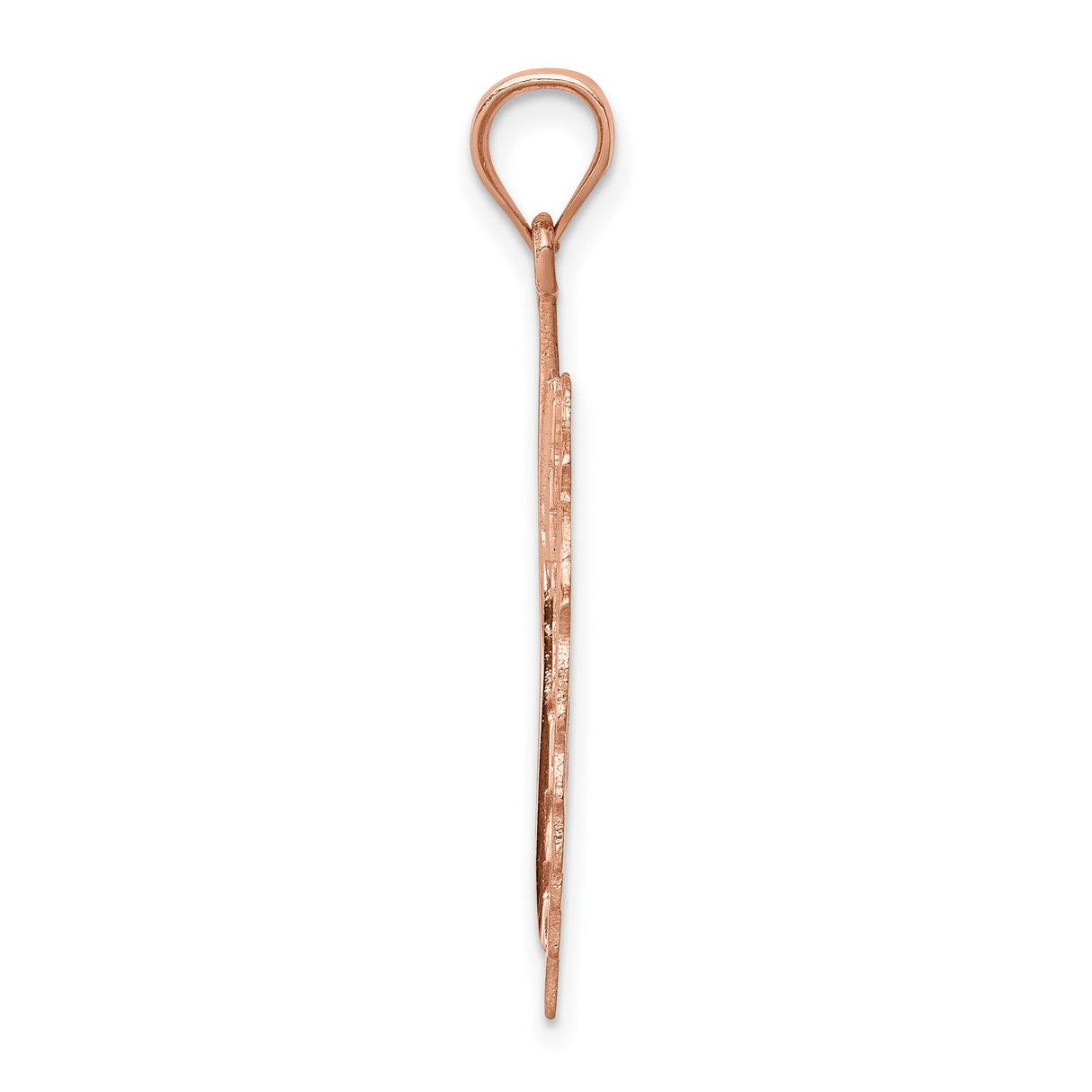 14k Rose Gold Leaf Pendant with Openwork Filigree Design, Botanical Nature Motif