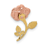 14k Two-Tone Gold Rose Flower Pendant with Detailed Floral Design for Women
