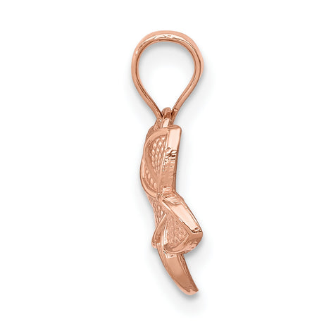 14k Rose Gold Flower Pendant with Textured Five-Petal Floral Design