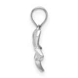 14k White Gold Flower Pendant with Textured Five Petal Design, Botanical Charm for Women