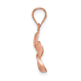 14k Rose Gold Plumeria Flower Pendant, Five Petal Floral Charm for Women