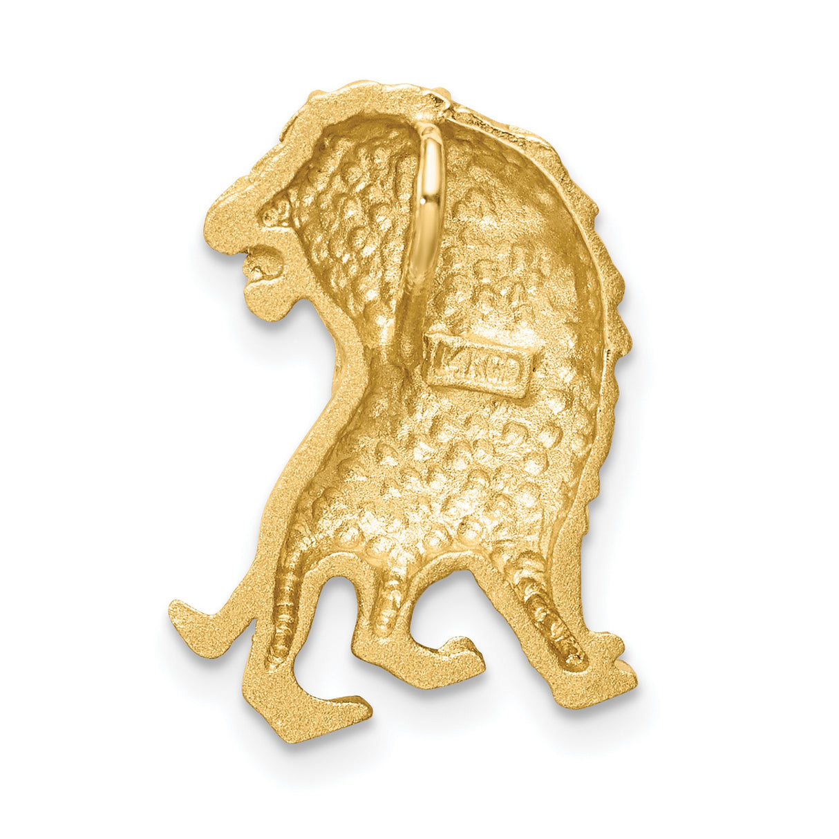 Brushed Diamond-cut Lion Chain Slide Charm Pendant in Real 14k Yellow Gold
