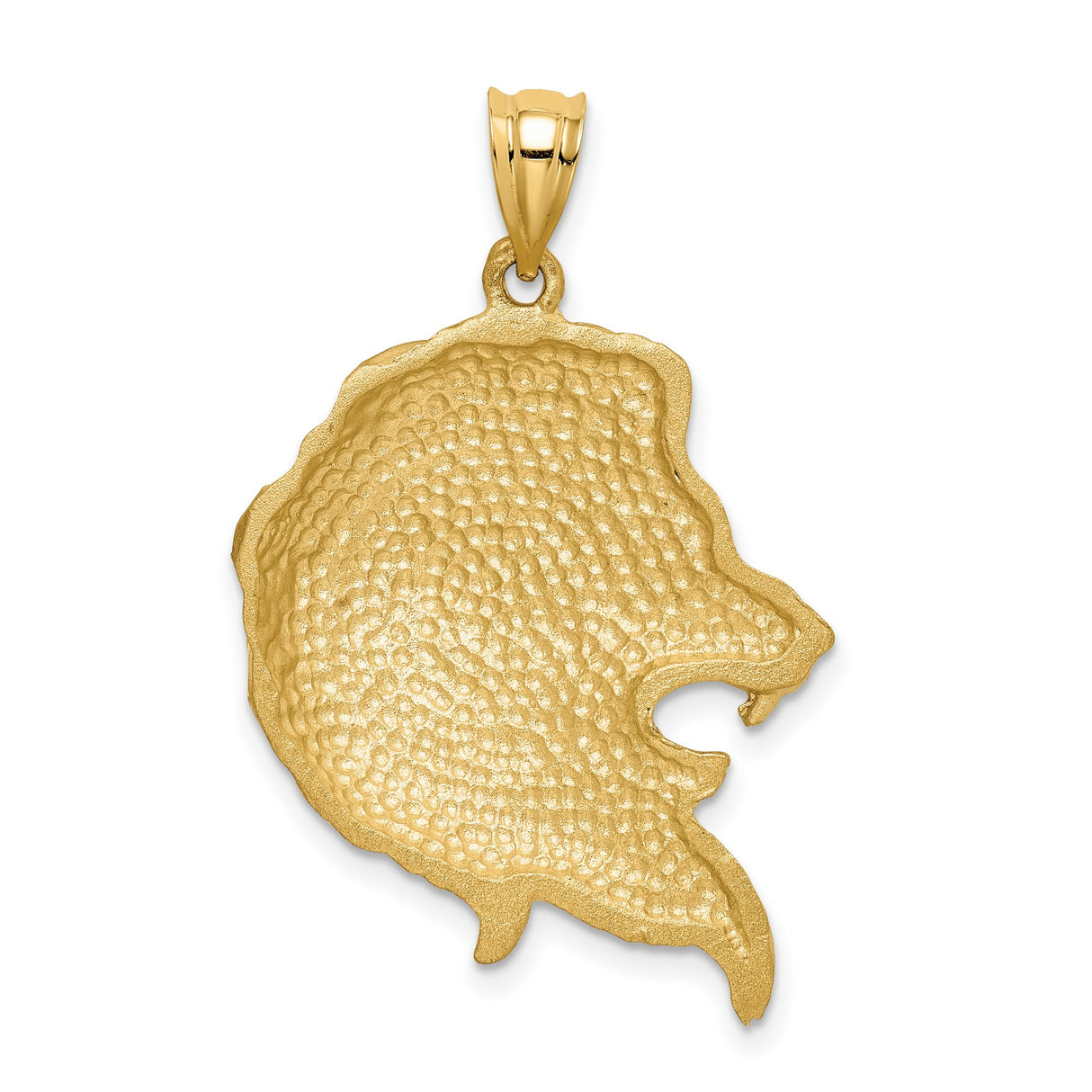 Brushed Diamond-cut Lion Head Charm Pendant in Real 14k Yellow Gold