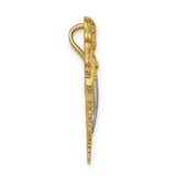 14k Yellow Gold Mermaid Pendant with Rhodium, Two-Tone Nautical Fantasy Charm for Women