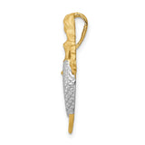 14k Multi-Tone Gold Mermaid Pendant with Detailed Scales and Long Hair, Ocean Fantasy Theme