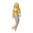 14k Multi-Tone Gold Mermaid Pendant with Detailed Scales and Long Hair, Ocean Fantasy Theme