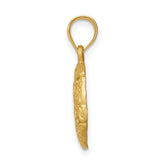 14k Yellow Gold Sand Dollar Pendant with Cutout Star Design, Nautical Beach Charm for Women