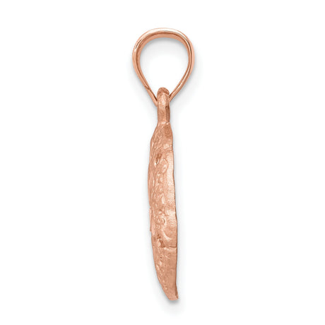 14k Rose Gold Sand Dollar Pendant with Cutout Star Design and Textured Finish