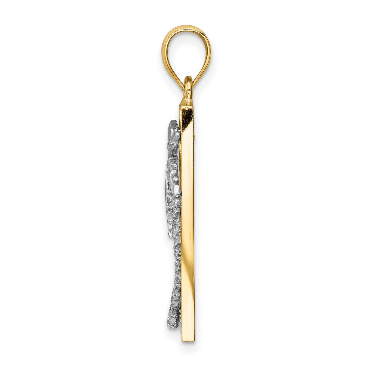 14k Two-Tone Gold Palm Tree Pendant with Tropical Rectangle Frame Design