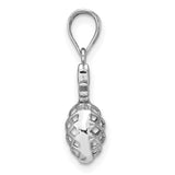 14k White Gold Pineapple Pendant with Open Lattice Design, Tropical Charm for Women