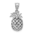 14k White Gold Pineapple Pendant with Cut-Out Design, Tropical Charm for Women