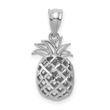 14k White Gold Pineapple Pendant with Cut-Out Design, Tropical Charm for Women