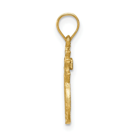 14k Yellow Gold Pineapple Pendant with High Polish and Textured Detail, Tropical Charm for Women